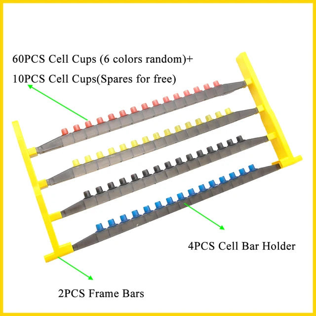 Apicultura kit de criação de criação célula alta aceito virgem plástico worms ovo larva copos favo de mel quadro barra produtos apicultura